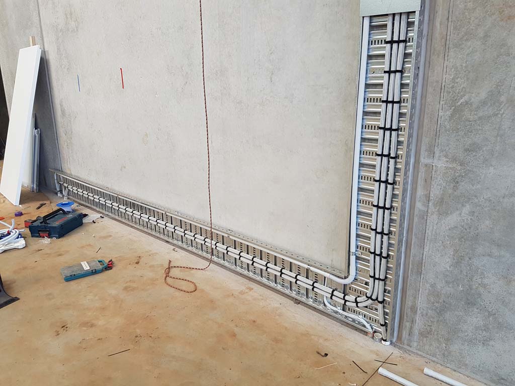Commercial data cabling installed on cable tray